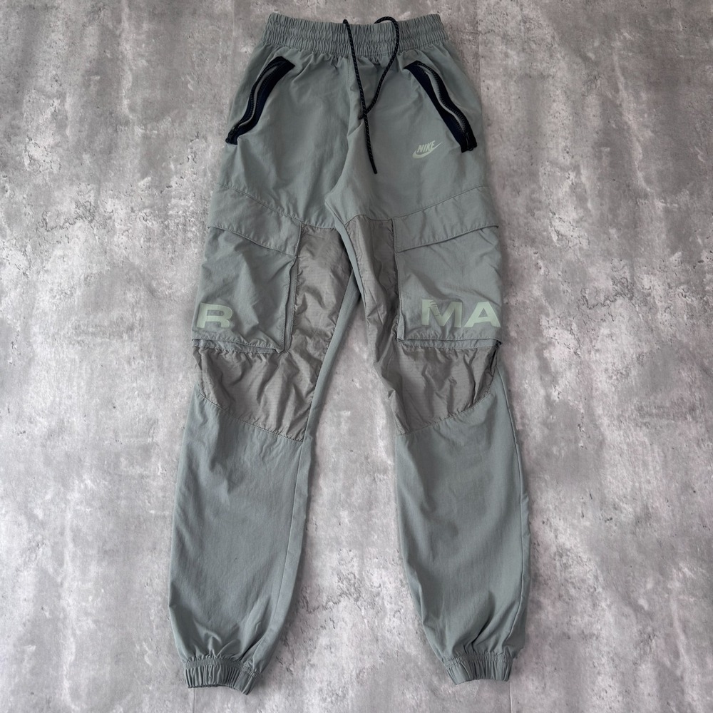 Nike Air Max Cargo Pant Men's Small Green Woven Modern Tapered Drawstring